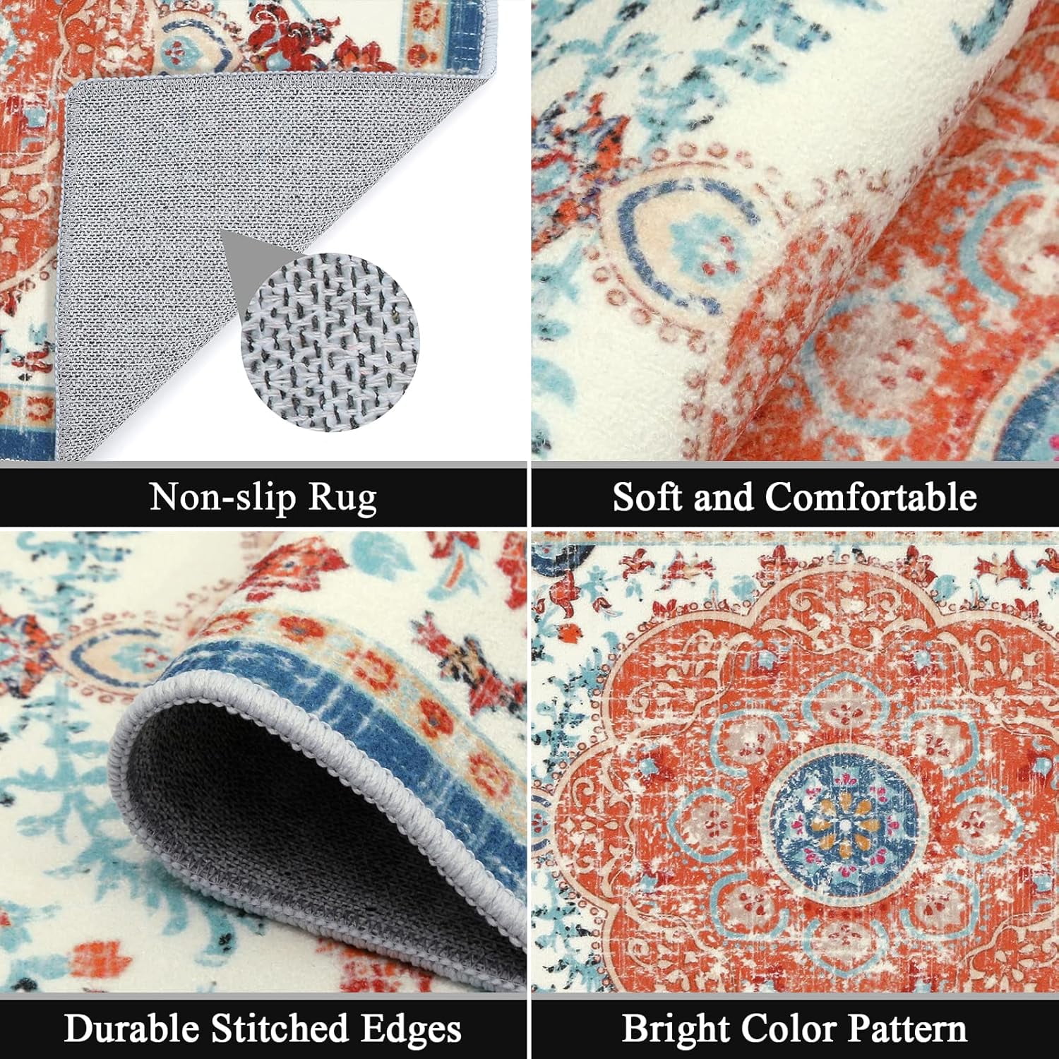 Boho Kitchen Rugs Sets 3 Piece with Runner Non Slip Kitchen Mats for Floor Washable Bohemian Runner Rug Kitchen Floor Mat Carpet for Hallway Laundry Room Door Office Sink