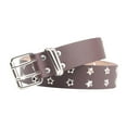 thumbnail image 2 of fenteer Double Grommet Belt Double Prong Buckle Womens Waist Belt for Club Party Men Brown, 2 of 8