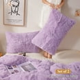 thumbnail image 2 of XeGe 2 Pack Soft Fluffy Faux Fur Pillow Cases, Plush Fuzzy Pillow Shams Pillowcases, Shaggy Furry Velvet Decorative Long Pillow Covers for Bed Sofa Couch, Zipper Closure, Standard Size, Lavender, 2 of 6