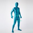 thumbnail image 4 of Trajes de Halloween de Zentai de licra de alta calidad, de color azul pavo real suave y brillante, para mujer y hombre, traje Zentai con dedos del pie, 4 of 5