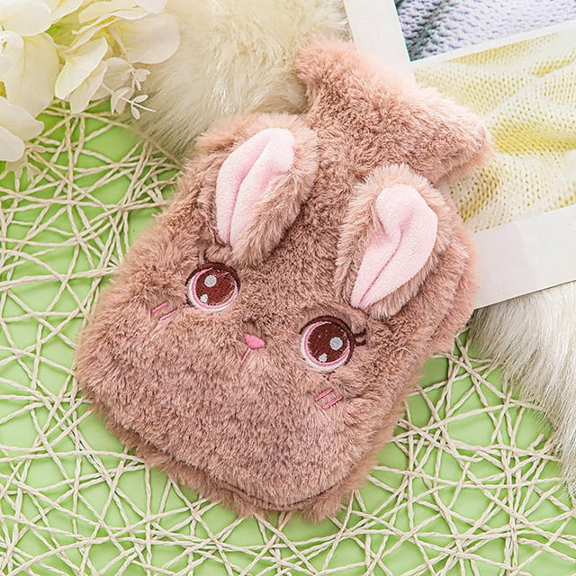 Water Filled Hot Water Bottle Winter Cute Rabbit Fluff Small Hand Portable Hand Warmer Rechargeable Cat Cute Heat Pad Hand Warmer Pouch Rechargeable Hand Warmers Heat Pack Reusable