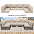 thumbnail image 2 of Olurrisa 14-Piece Outdoor Sectional Cushion Set, Beige Deep Seat Polyester with Removable Covers for Patio Furniture, 2 of 8