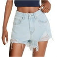 thumbnail image 1 of LOVZFMLL Women's Denim Shorts Solid Color Comfortable Pocket Elastic Jeans Blue XL, 1 of 7