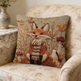 thumbnail image 1 of Funda de almohada de poliéster con bordado falso, diseño de alpacas, zorros y ardillas, con estampado de animales para sofá, sala de estar, dormitorio, artículos esenciales de viaje, regalos de cumple, 1 of 6