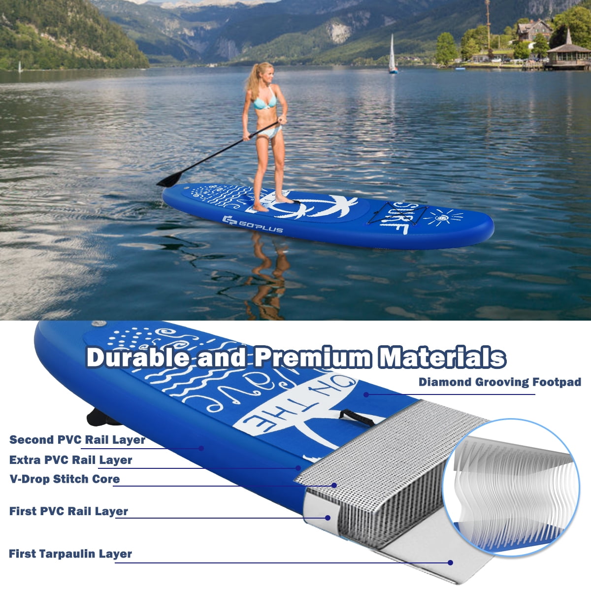 Goplus9.8' Inflatable Stand Up Paddle Board W/Carry Bag Adjustable Paddle Adult Youth