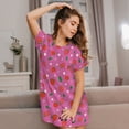 thumbnail image 3 of Fotbe Strawberry Floral Bata de Dormir para Mujer con Estampado, Camisón de Algodón de Manga Corta, Ropa de Dormir Casual, 3 of 6