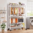 thumbnail image 2 of Heavy Duty Clothes Rack, 81" H Clothing Racks for Hanging Clothes, Portable Closet with Wheels and Adjustable Feet, Max Load 440LBS, White, 2 of 7