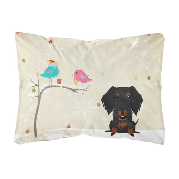 Carolines Treasures BB2599PW1216 Christmas Presents between Friends Dachshund - Wire - Black Canvas Fabric Decorative