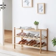 H.NE 3-Tier Free Standing Shoe Racks, Bamboo Wood Shoe Rack for ...