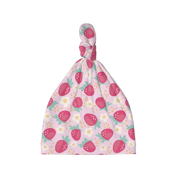 Picia Floral Strawberr Printed Preemie Hats for Baby Girls Cotton Premature Knot Hats Newborn Hospital Cap Warm Knot Beanie Nicu for Preemie Girls and Boys