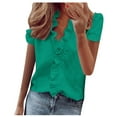 thumbnail image 2 of Rezuofi 1 Pcs Womens Dressy Casual Tops Ruffle Short Sleeve V Neck Shirts Elegant Business Work Blouse, 2 of 6