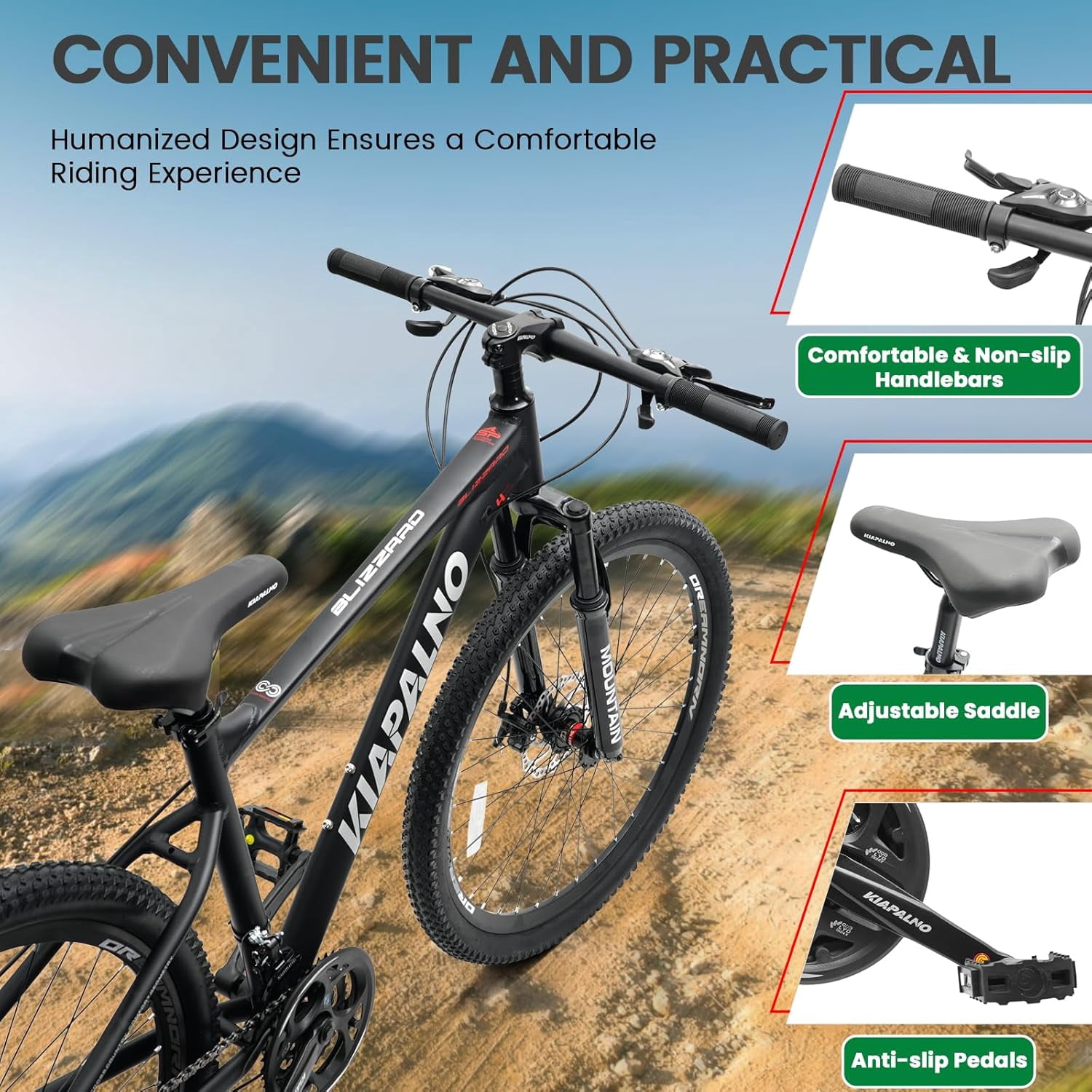 26 Inch Mountain Bike Aluminum Frame, Women Men's 21 Speeds Mountain Bike with Disc Brakes and Front Suspension, Lightweight Sport Teens Bicycle Suitable for 5'2"-6'2" Tall Riders,Black