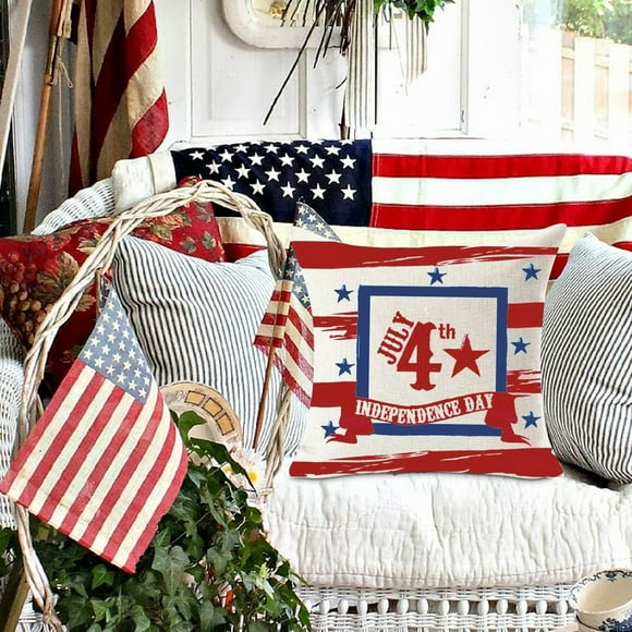 Yhmxh Pillows,Throw Pillows America Flag Double Sides Print Cushion Cover For Bed Sofa Cartoons Tetragonum Couch Pillow Cover Pillows Cover