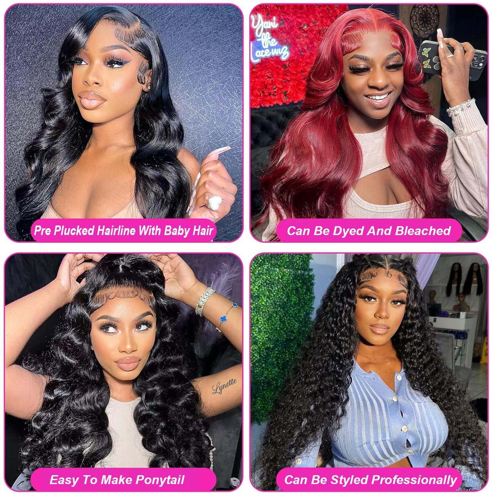 4x4 Lace Closures Wigs Human Hair Body Wave Wear and Go Human Hair Wigs Natural Black Color 14--24Inch Brazilian Virgin Real Human Hair Wigs Extensions