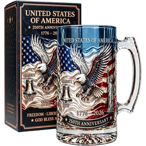 250th Anniversary USA Glasses,250 Anniversary Heritage Whiskey Glasses, Independence Day Patriotic Decanter, 250th Anniversarys Commemorative Glass for Liquor Scotch Bourbon or Wine, Father's Day