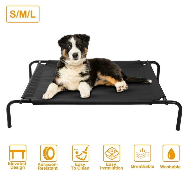 iMounTEK Elevated Pet Bed Dogs Cot Dogs Cats Cool Bed Heavy-Duty Breathable Washable Indoor Outdoor Use M, Size: Medium, Black
