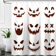 thumbnail image 5 of Halloween Shower Curtain, Cute Evil Smil Faces Shower Curtain Black Fall Bathroom Curtains, Waterproof Polyester Fabric Machine Washable Shower Curtain Set with Hook, 72X72in, 5 of 5