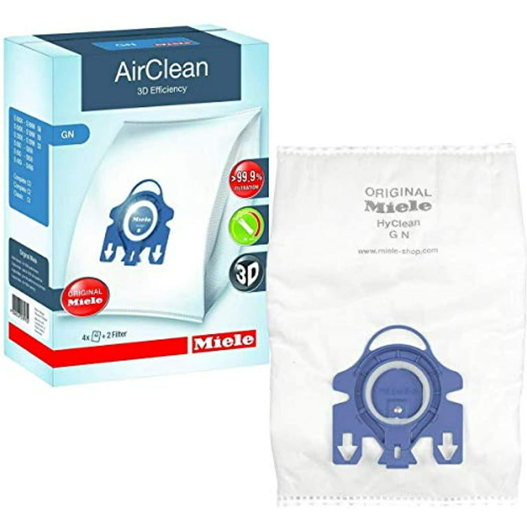 Miele AirClean 3D Efficiency Dust Bag, Type GN, 4 Bags & 2 Filters