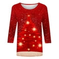 thumbnail image 5 of Ounisa Women 3/4 Length Sleeve Tops Blouses Christmas Gifts Christmas Tree lights Decor Lightweight Coats Fall Outfits Winter Clothing Dressy Casual Soft, 5 of 5