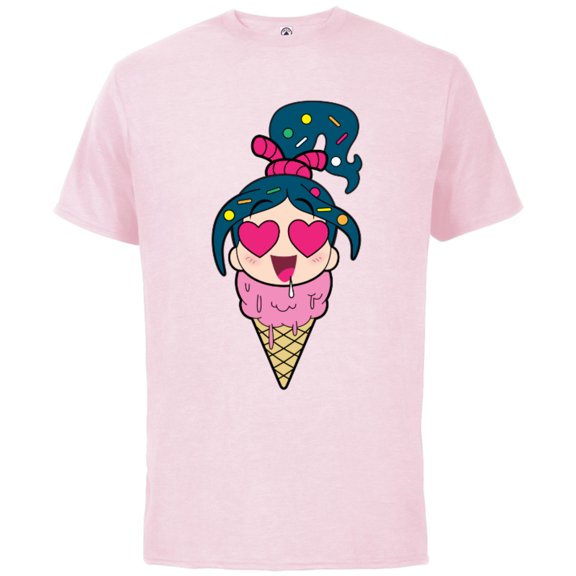 Disney Ralph Breaks the Internet Vanellope Ice Cream T-Shirt - Short Sleeve Cotton T-Shirt for Adults - Customized-Soft Pink