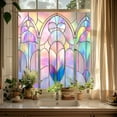 thumbnail image 4 of Green Fan Shaped Art Glass Window Film Static Cling Privacy Decal For Home Interior, 4 of 9