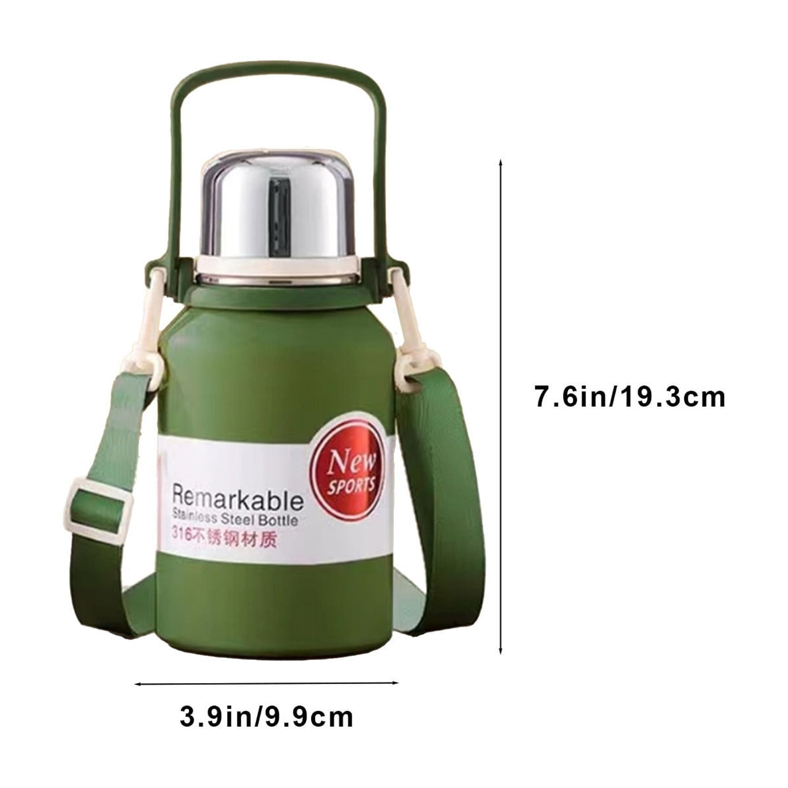 Insulated Gallon Jug with Handle Camping Water Jug, 316 Stainless Steel, Large Double Vacuum Water Bottle for Hot & Cold Drinks, Wide Mouth, Sweat Proof, Great for Travel, Camping 600ml