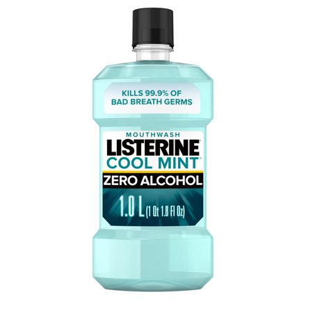 Listerine Zero Alcohol-Free Mouthwash for Bad Breath, Cool Mint, 1 L