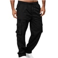 thumbnail image 2 of WAENQINLA Men's Elastic Drawstring Waist Straight Leg Cargo Pants Outdoor Hiking Fitness Casual Long Trousers with Multi-Pockets M-3XL, 2 of 9