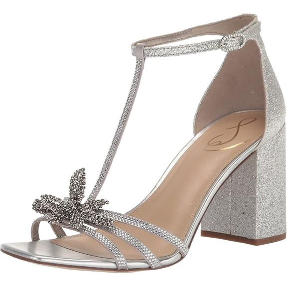 Sam Edelman Women's Donnie Block Heel Sandal Soft Silver 8M