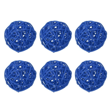 Uxcell 6 Pcs Wicker Rattan Balls 2.4 Inch Rattan Decorative Balls Vase Fillers for Wedding Party Centerpiece Bowls Home Decoration, Blue