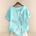 thumbnail image 3 of Aayomet Y2k Tops Women Ruffle Short Sleeve V Neck Oversized Shirt Tunic Tops,Mint Green M, 3 of 4