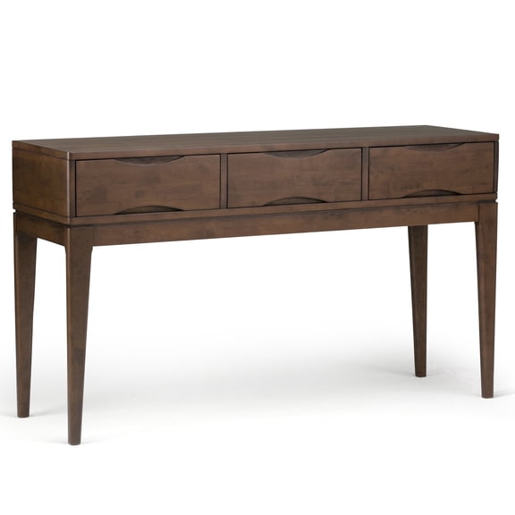 Simpli Home Harper 54 inch Wide Solid Wood Console Sofa Table in Walnut Brown