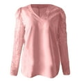 thumbnail image 3 of gvdentm Pink Blouses For Women Dressy,Women Henley Neck Button Down Blouse Waffle Knit Shacket Batwing Sleeves Casual Boyfriend Tops Shirt Jacket Pink Small, 3 of 5