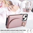 thumbnail image 6 of Wallet Case Compatible with iPhone 13 360° Rotation Finger Ring Holder RFID Blocking Premium Leather Case with Card Slots Folio Flip PU Durable for Men Women iPhone 13, Rosegold, 6 of 9