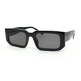 thumbnail image 2 of Womens Square Rectangle Mod Plastic Minimal Sunglasses All Black, 2 of 4