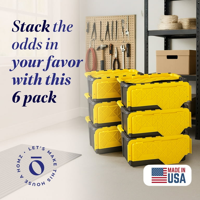 Homz Durabilt Heavy Duty 15 Gallon Outdoor Storage Plastic Tubs