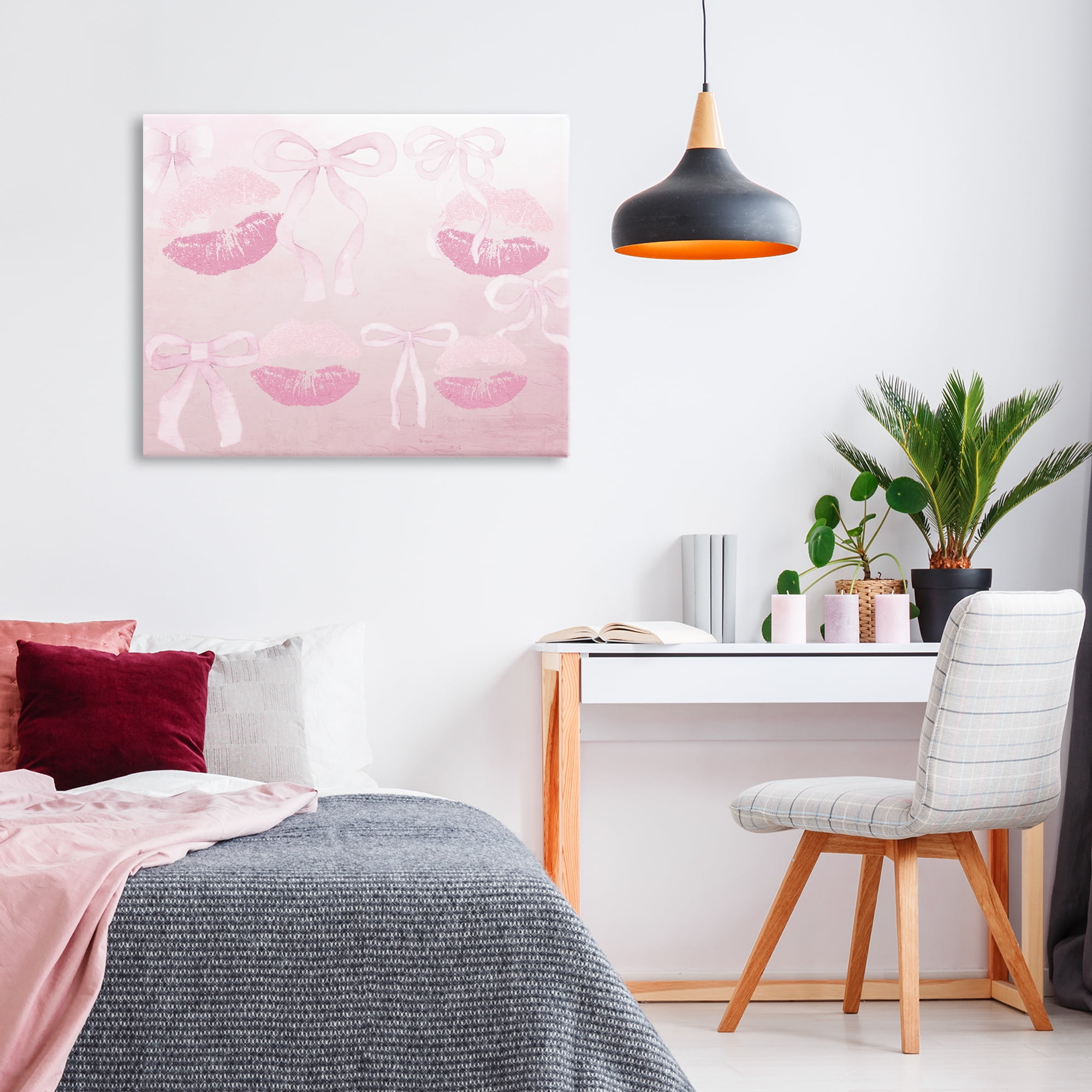 Dreamy Bows & Lips Canvas Wall Art, design by Kim Allen