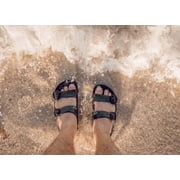 Ccilu Horizon Check Men Casual Beach Slide Comfortable Sandals with Adjustable Buckle Straps