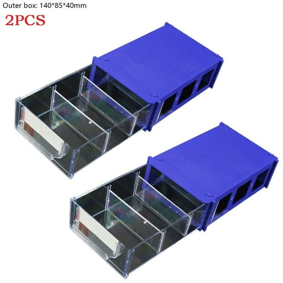 BTOER 2PCS Drawer Type Hardware Tool Storage Box Stackable Plastic Crafts Parts Boxes Component Screws Tool Case