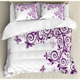 thumbnail image 3 of Mauve Duvet Cover Set, Classic Twiggy French Styled Lilium Floral Branch Swirls Design Art Print, Decorative 2 Piece Bedding Set with 1 Pillow Shams, Twin Size, Violet, by Ambesonne, 3 of 3