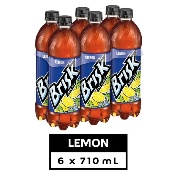 Brisk Lemon Iced Tea, 710 Bottles, 6 Pack, 6x710mL