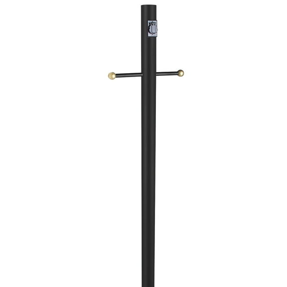 Design House 80" 1 Head Traditional Black Outdoor Lamp Post with Plastic Cross Arm and Outlet
