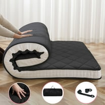 NAIZEA Japanese Floor Mattress, Extra Thick Memory Foam Futon Mattress, Foldable Roll Up Sleeping Pad with Bandage and Storage Bag, Queen, Black