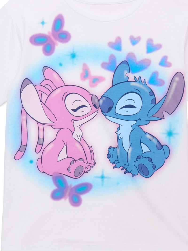 Disney Lilo Stitch Angels of My Heart Girls Short Sleeve Graphic