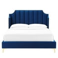 thumbnail image 5 of Modway Daniella Performance Velvet Queen Platform Bed in Navy, 5 of 8
