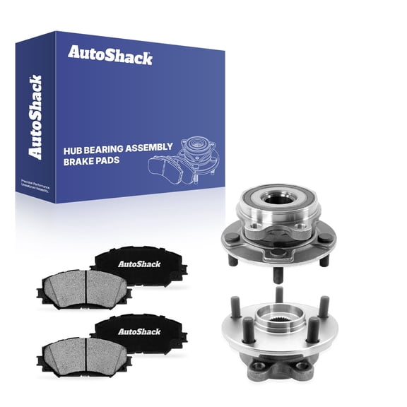 AutoShack Front Ceramic Brake Pads   Wheel Hub Bearing Assemblies with ABS Replacement for 2013-2018 Toyota RAV4 6-PC Kit