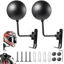 2PCS Motorcycle Helmet Racks, Wall Mounted Aluminum Bike Helmet Holder, 180°Rotatable Helmet Hanger with Double Hook for Coats Keys Wig Caps