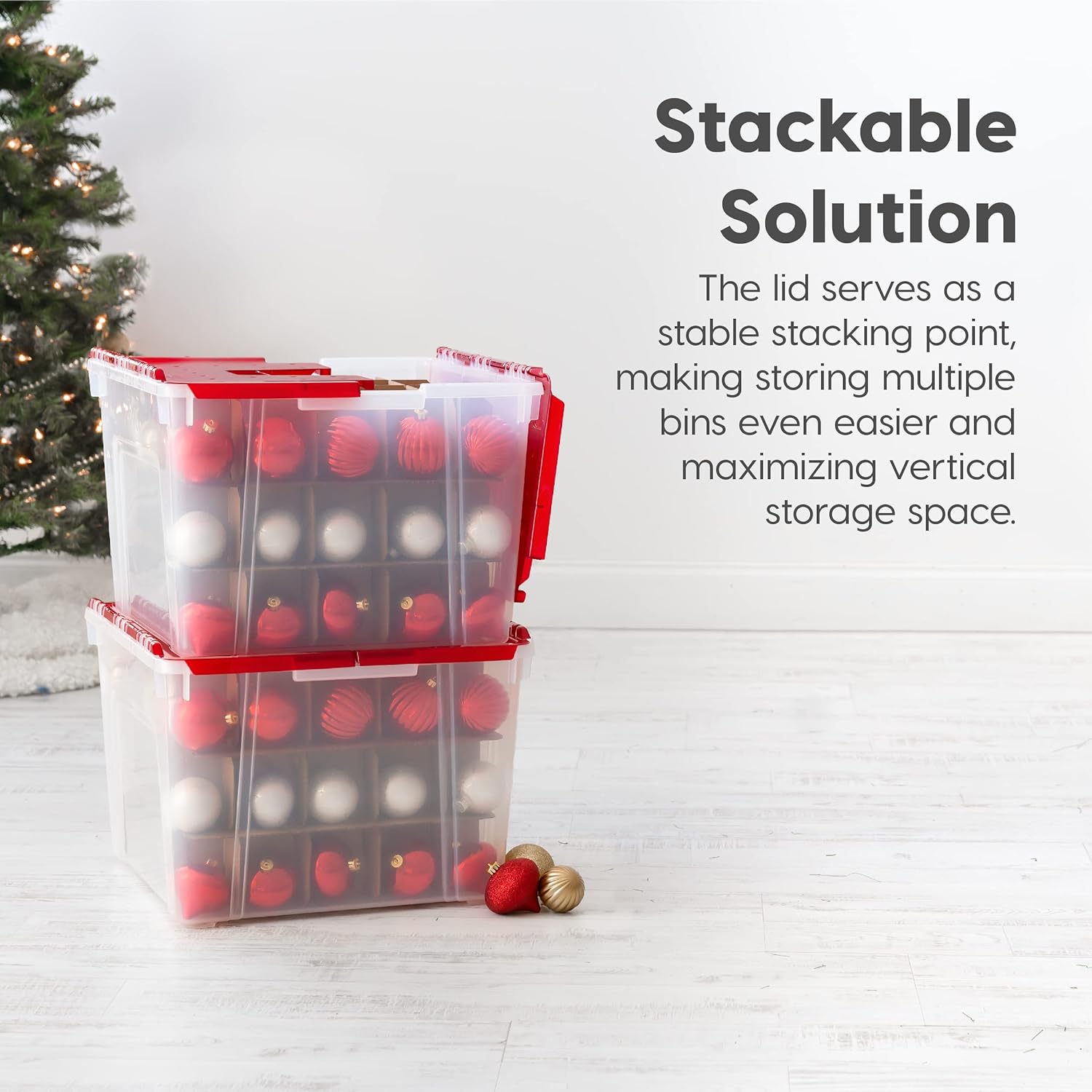 IRIS USA 2Pack 60qt Plastic Christmas Ornament Storage Box with
