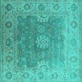 thumbnail image 1 of Ahgly Company Machine Washable Indoor Square Oriental Turquoise Blue Industrial Area Rugs, 6' Square, 1 of 4