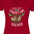thumbnail image 4 of Inktastic Our 1st Mothers Day Together Cute Mom and Baby Sloth Women's V-Neck T-Shirt, 4 of 5